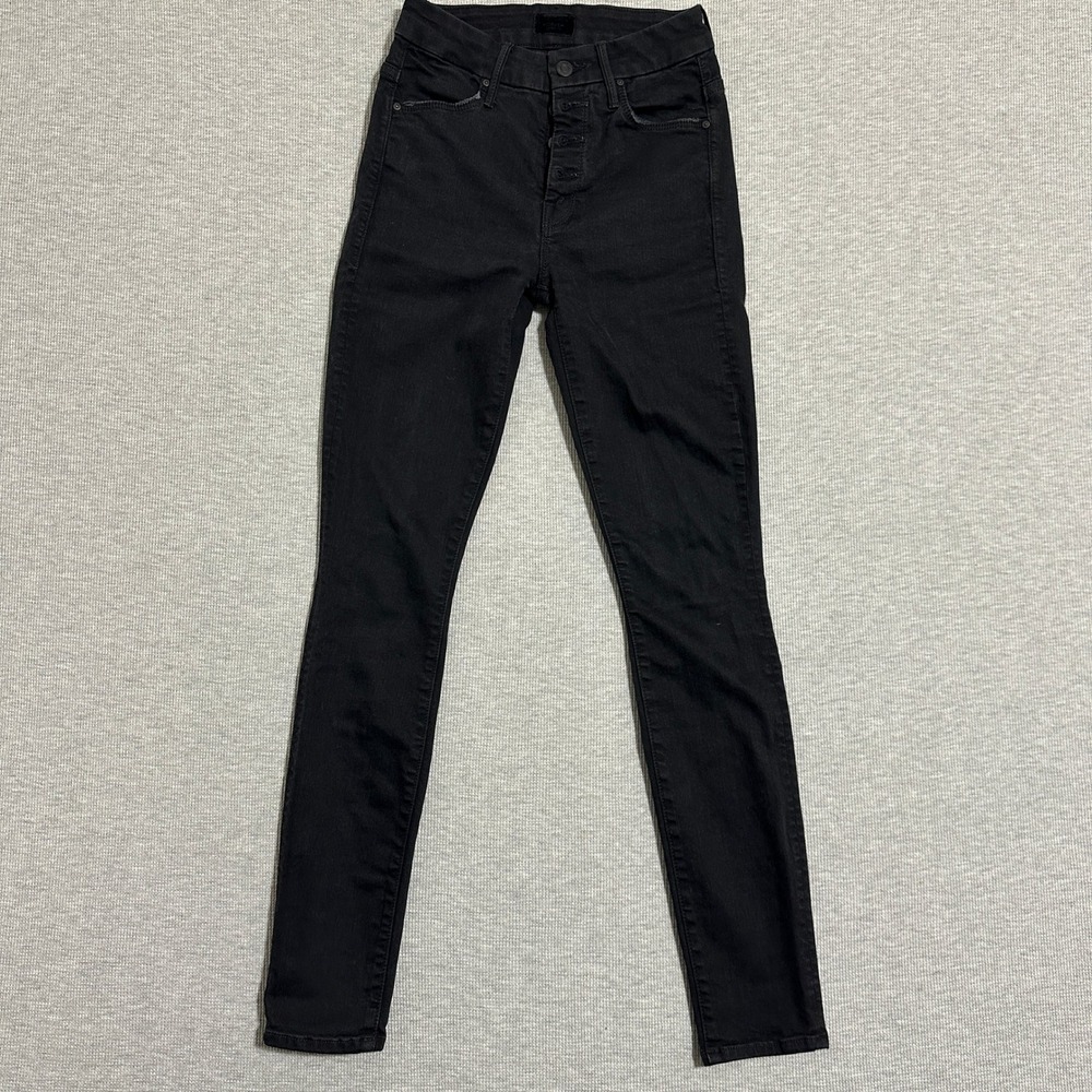 MOTHER Denim The Pixie Skinny Jeans in Not Guilty Black Wash Womens Size W24 L29